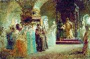 Konstantin Makovsky The Bride-show of tsar Alexey Michailovich oil on canvas